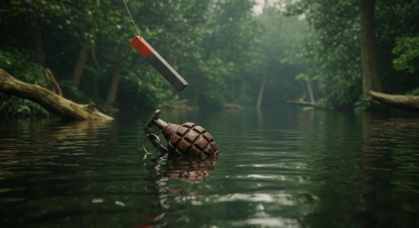 Un tiktokeur découvre une grenade de 1914 encore active dans le Gard. Plongez dans l'aventure de la pêche à l'aimant et ses dangers !