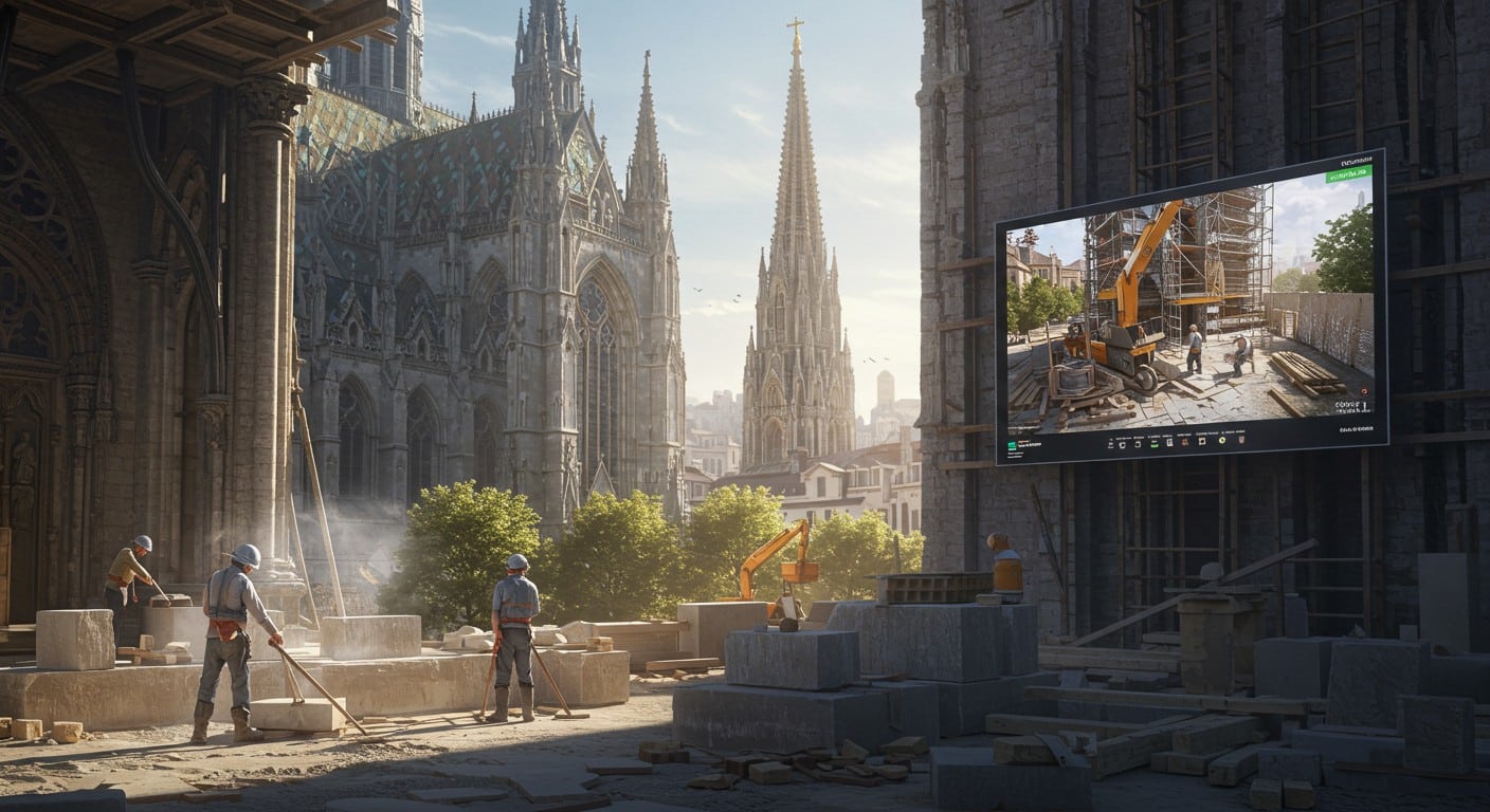 Découvrez le chantier immersif de la flèche de Saint-Denis : artisans, histoire et technologie au service d’un projet fou. Plongez dans l’aventure !