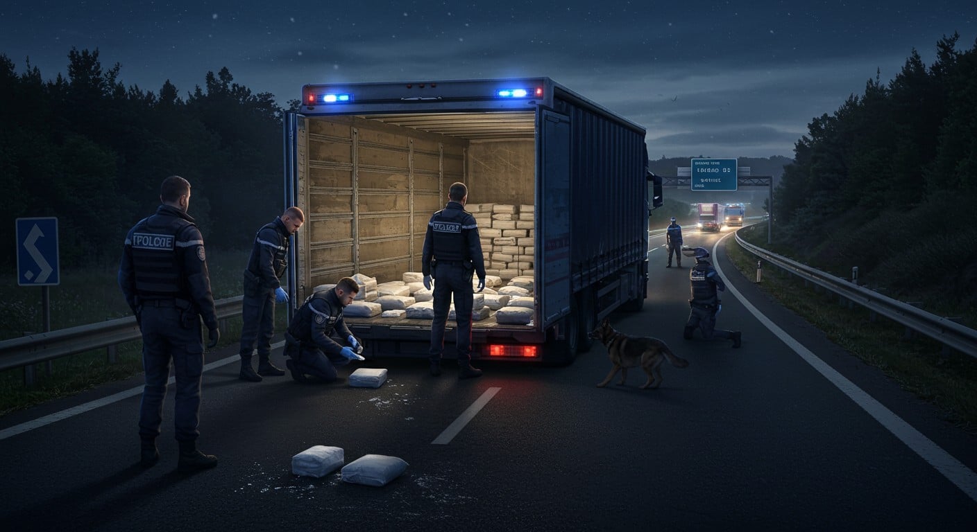Découvrez la saisie impressionnante de 405 kg de cocaïne cachée dans un camion sur l'A6 en Saône-et-Loire. Analyse du trafic de drogue en France et enjeux sécuritaires. Une opération qui interpelle !