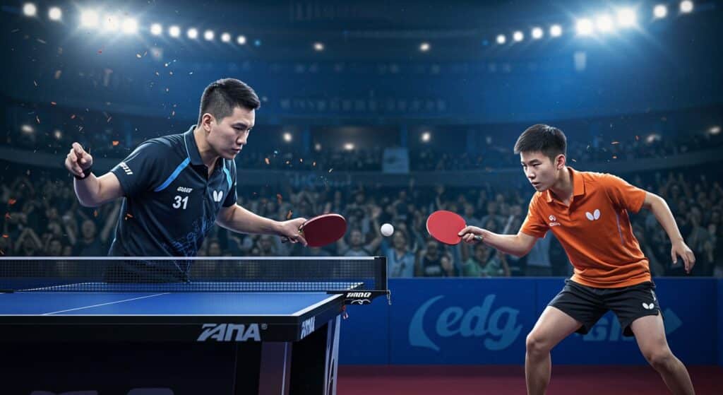 Simon Gauzy Bat Félix Lebrun à Montpellier