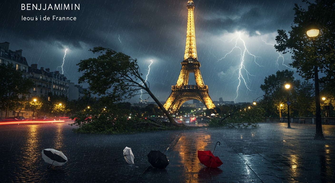 Découvrez ce qui attend Paris et l'Île-de-France avec la tempête Benjamin : vents violents jusqu'à 90 km/h, pluies abondantes et conseils pratiques pour jeudi.