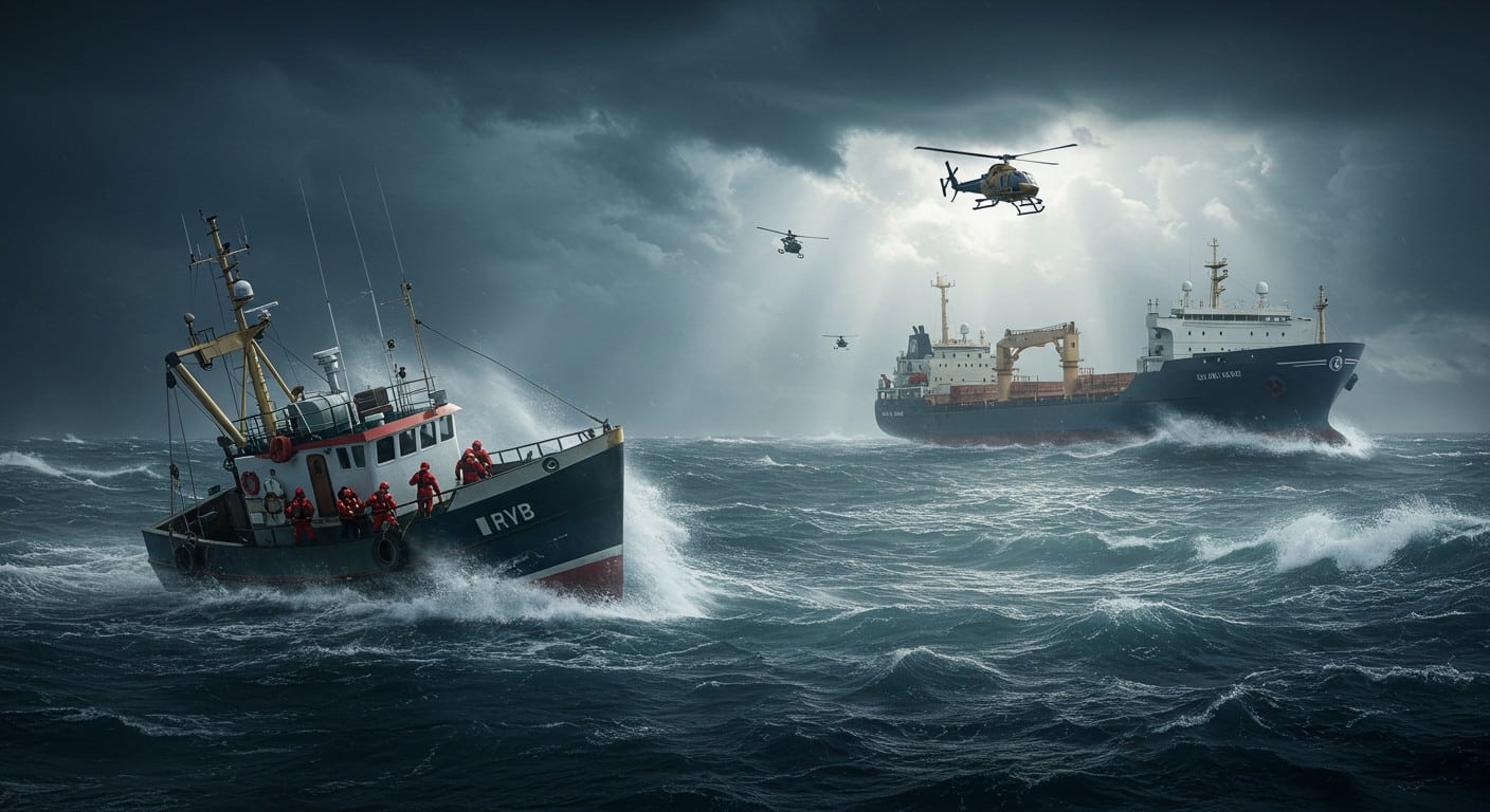 En pleine tempête Benjamin, la solidarité maritime sauve quatre pêcheurs en détresse. Découvrez cette opération héroïque au large de Ouistreham.
