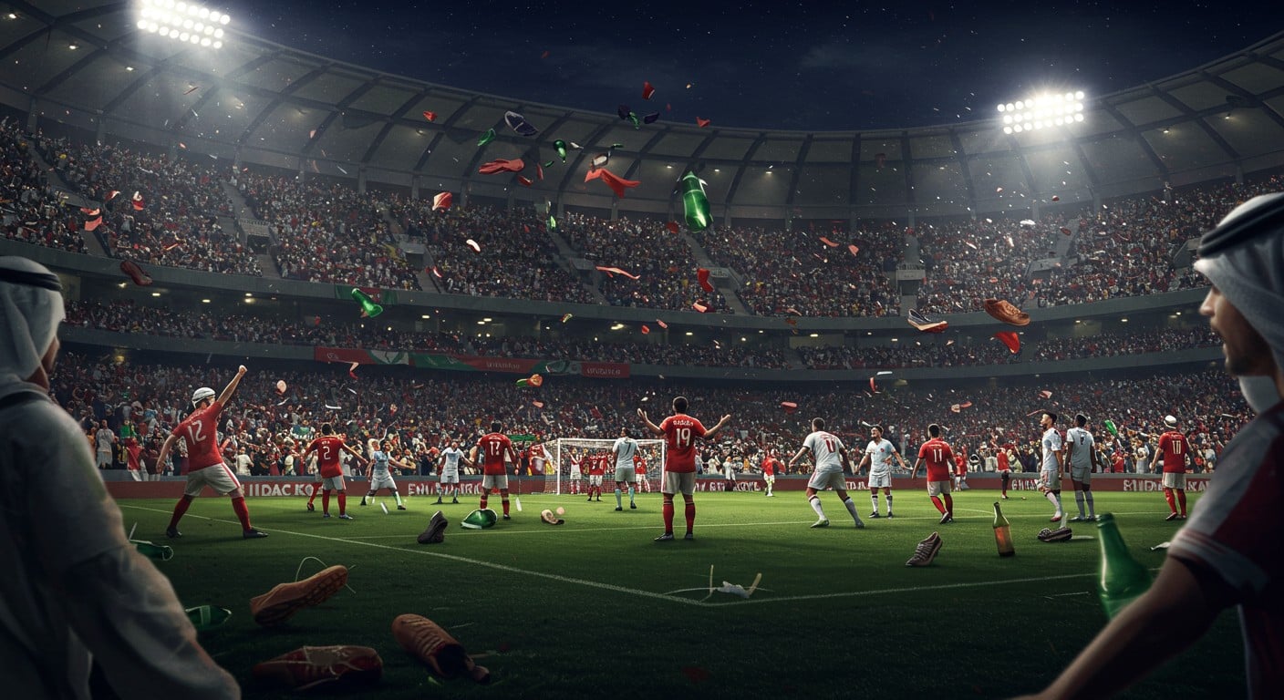 Découvrez les incidents choquants lors du match Qatar-Émirats : jets de chaussures, invasion de terrain et rivalité géopolitique. Qualification explosive pour la Coupe du Monde 2026 !