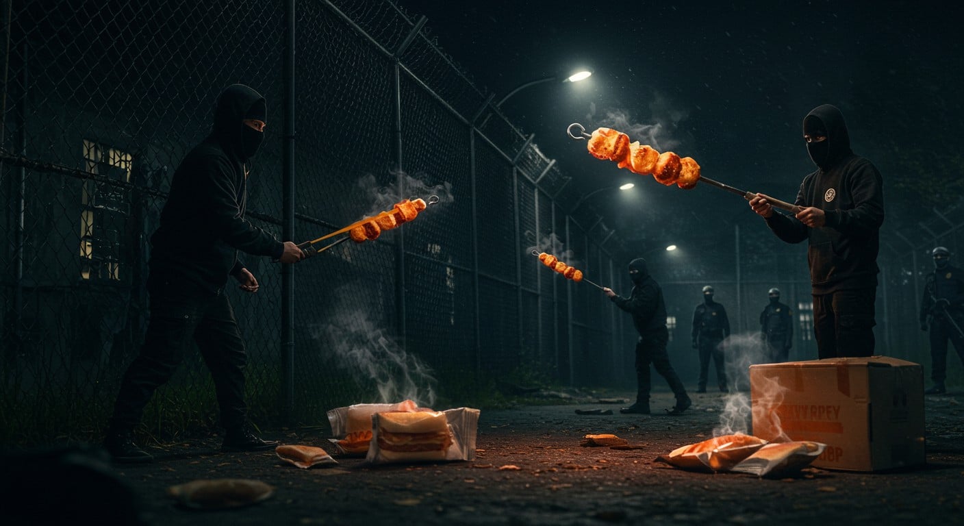 Découvrez l'insolite tentative de projeter 18 kebabs aux détenus de Nantes avec des frondes. Un fait divers révélant les défis des prisons françaisesAnalysant l'article source- L'article décrit un incident insolite à Nantes où trois personnes ont tenté de lancer 18 kebabs dans une prison avec des frondes. . Lisez pour tout savoir !