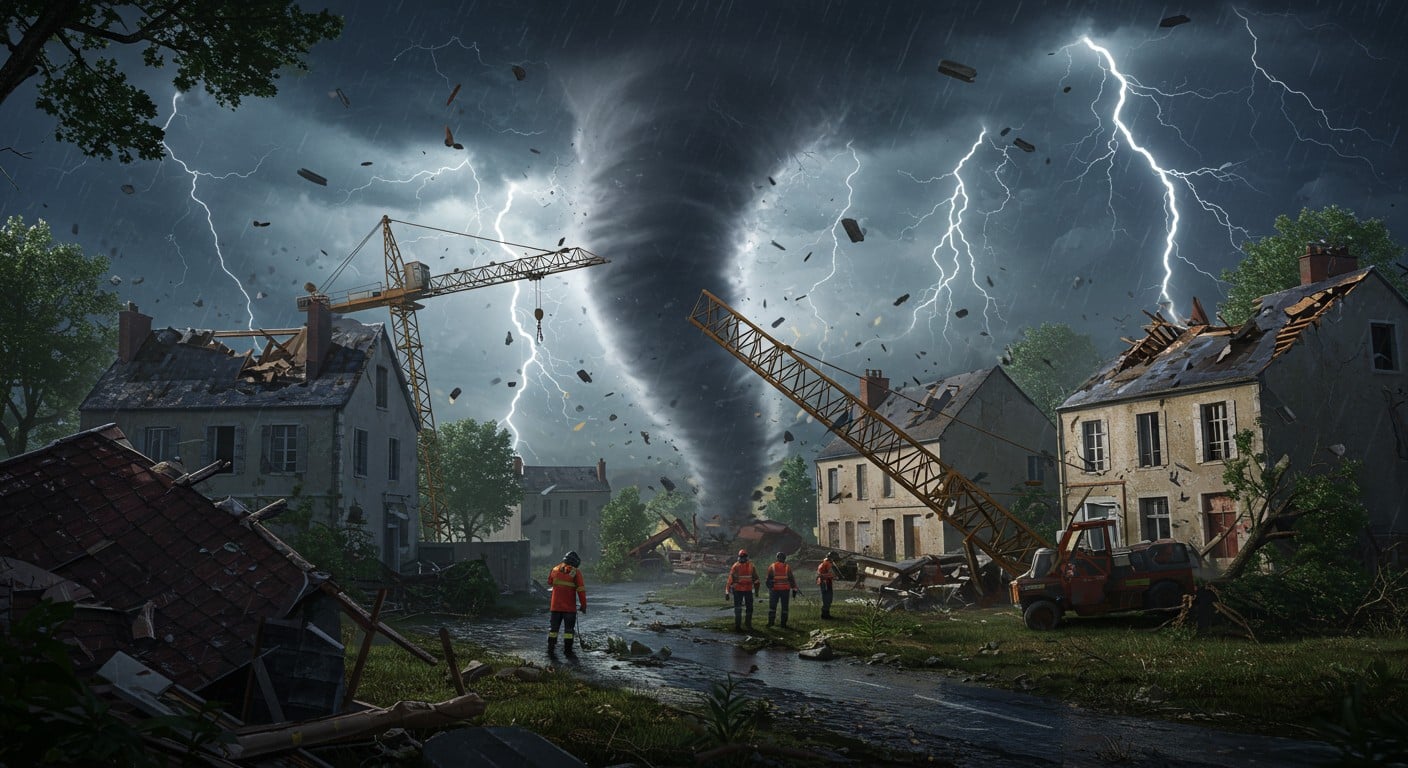 Une tornade dévastatrice frappe le Val-d’Oise, causant un mort et des dégâts spectaculaires. Découvrez les impacts et les réponses des secours.