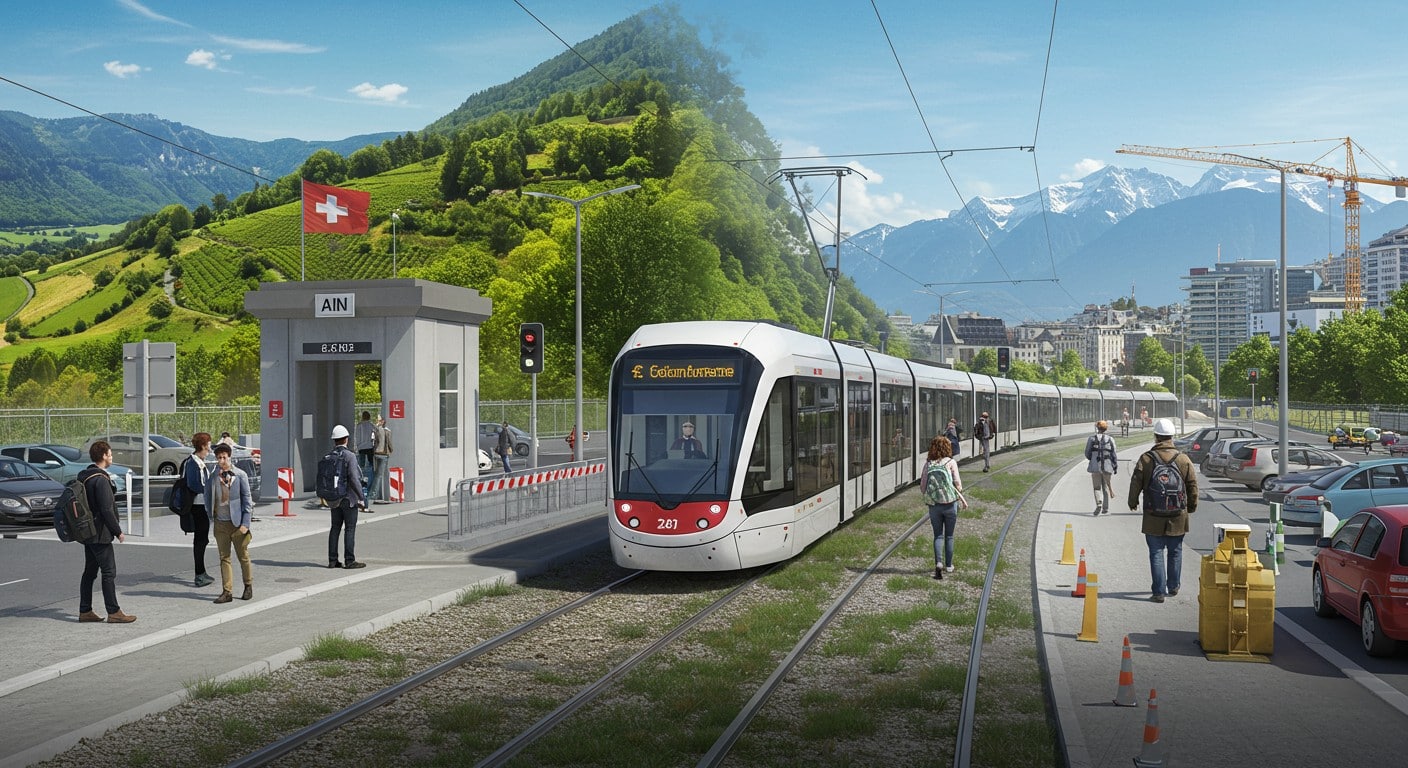 Découvrez le tram des Nations, projet à 291 millions € reliant Ferney-Voltaire à Genève en 20 min. Désengorgement trafic, 15 000 voyageurs/jour : tout savoir !