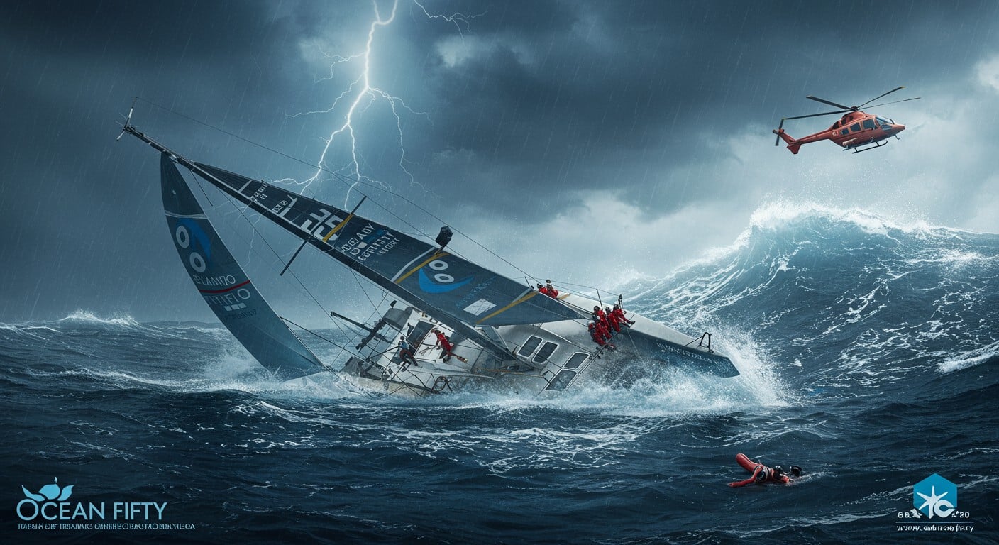 Découvrez le départ tumultueux de la Transat Café L’Or 2025 : trois Ocean Fifty chavirent en une nuit. Quelles leçons pour la course ?