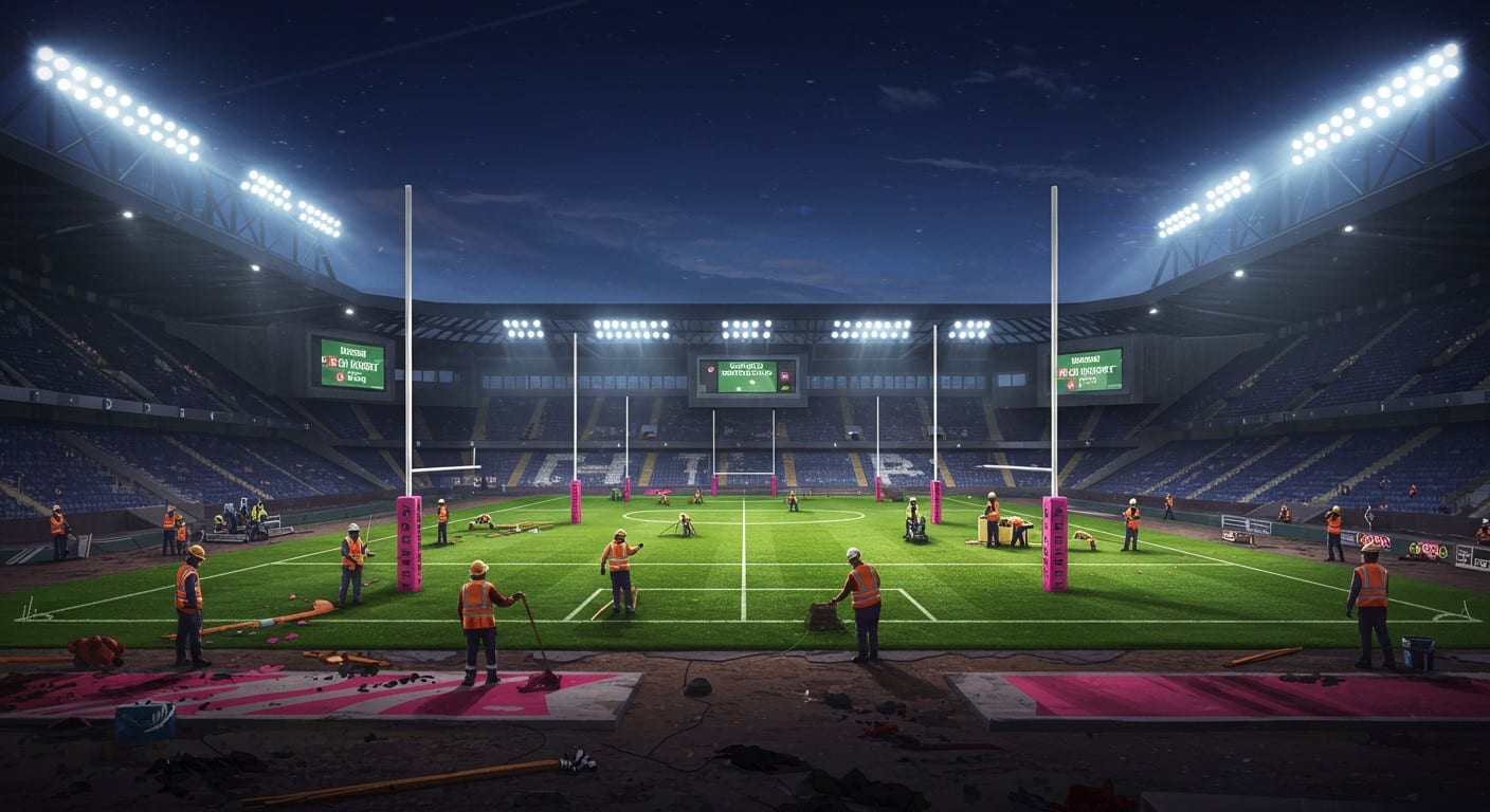 Du foot au rugby en une nuit : découvrez comment le stade Jean-Bouin se métamorphose pour accueillir deux matchs en 24h. Un défi logistique captivant !