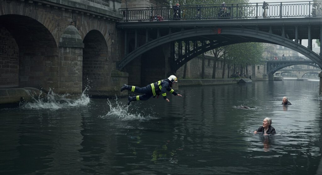 Un Pompier Plonge dans la Seine pour Sauver une Vie