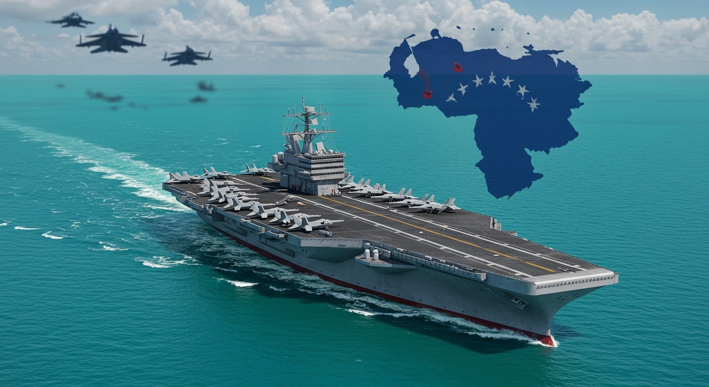 Tensions USA-Venezuela : déploiement militaire en Caraïbes, accusations de narcotrafic et guerre évitée. Analyse des enjeux géopolitiques.