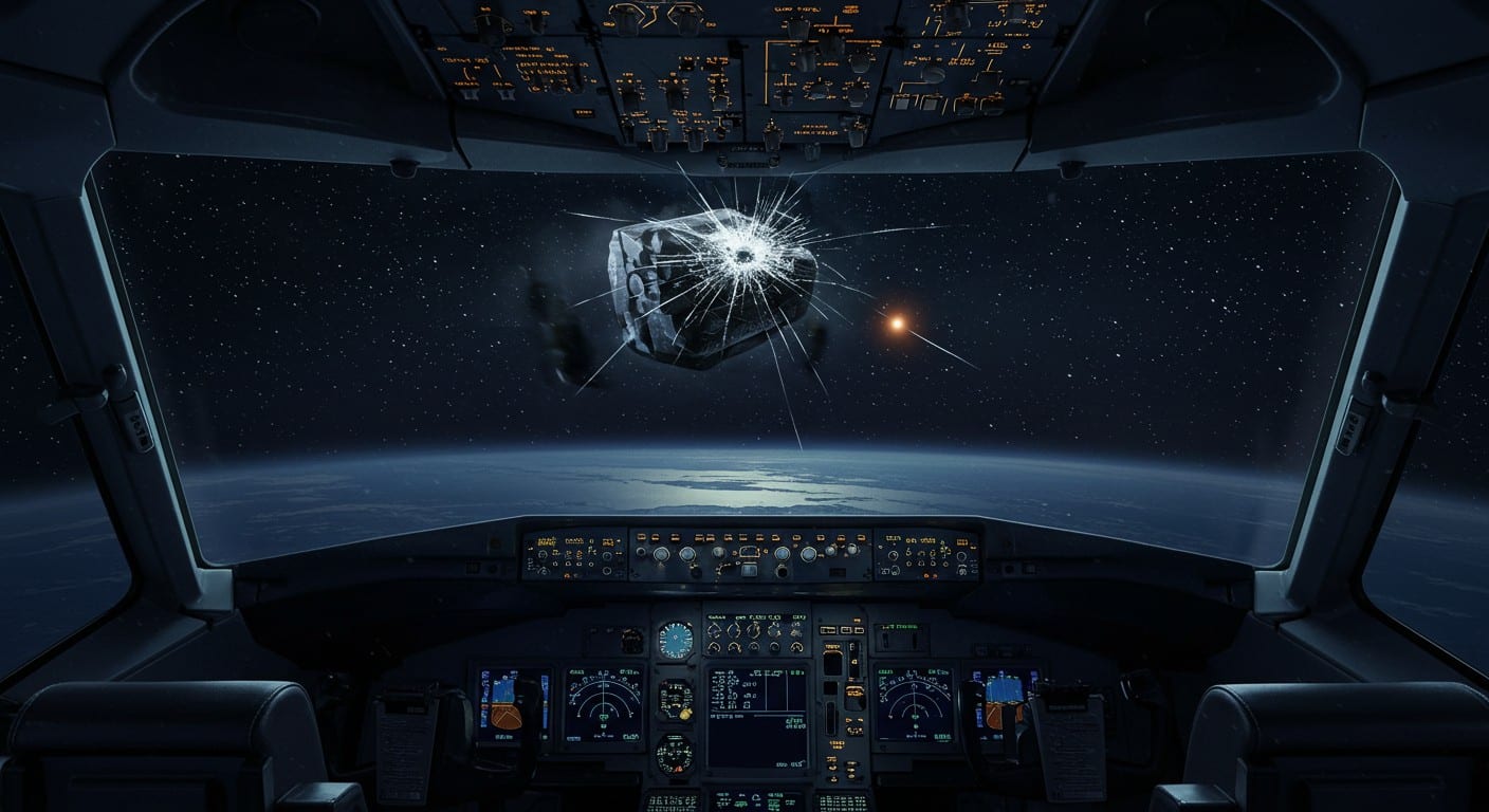 Un vol United Airlines percute un objet inconnu à 11 000 m, fissurant le pare-brise. Atterrissage d’urgence et enquête : que s’est-il passé ? Découvrez les détails.