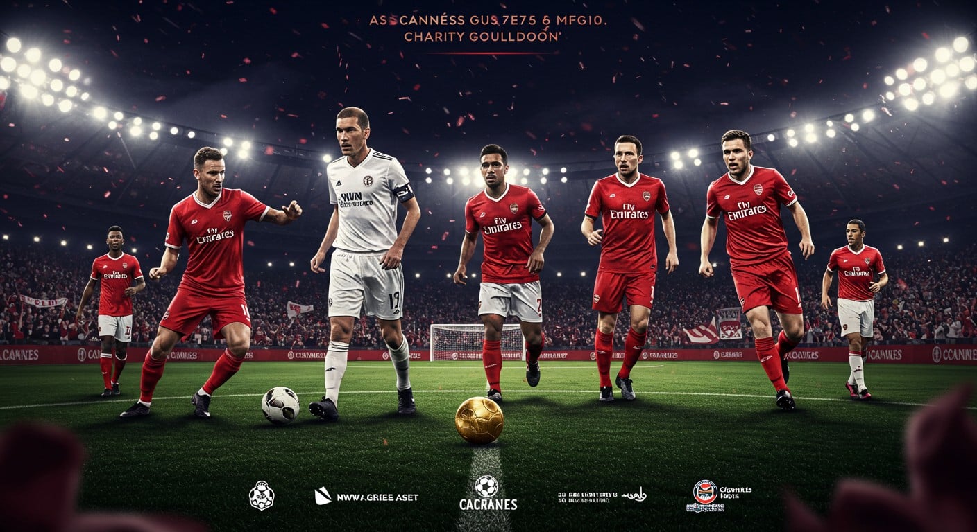 Zidane, Vieira, Deschamps et Jul s'affrontent dans un match caritatif à Cannes. Découvrez ce gala étoilé pour une noble cause !
