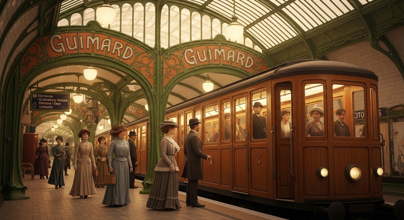 19 juillet 1900 : les Parisiens découvrent le métro. Retour sur cette journée historique où Paris est entrée dans la modernité souterraine, entre étonnement, fraîcheur et rêves d’avenir.
