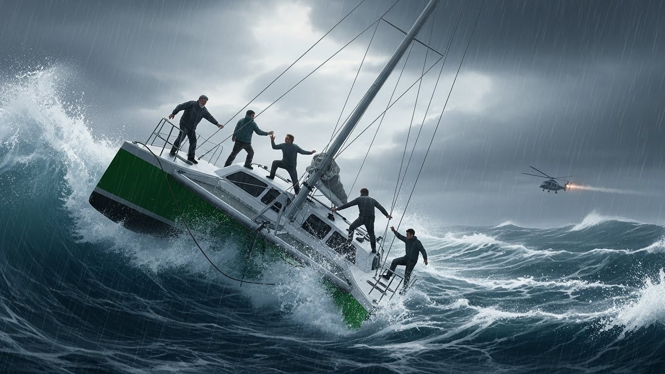 Ils voulaient fêter un anniversaire en pêchant tranquillement… Quatre hommes d’une même famille ont passé vingt heures suspendus à leur catamaran retourné au large de la Floride. Un miracle.