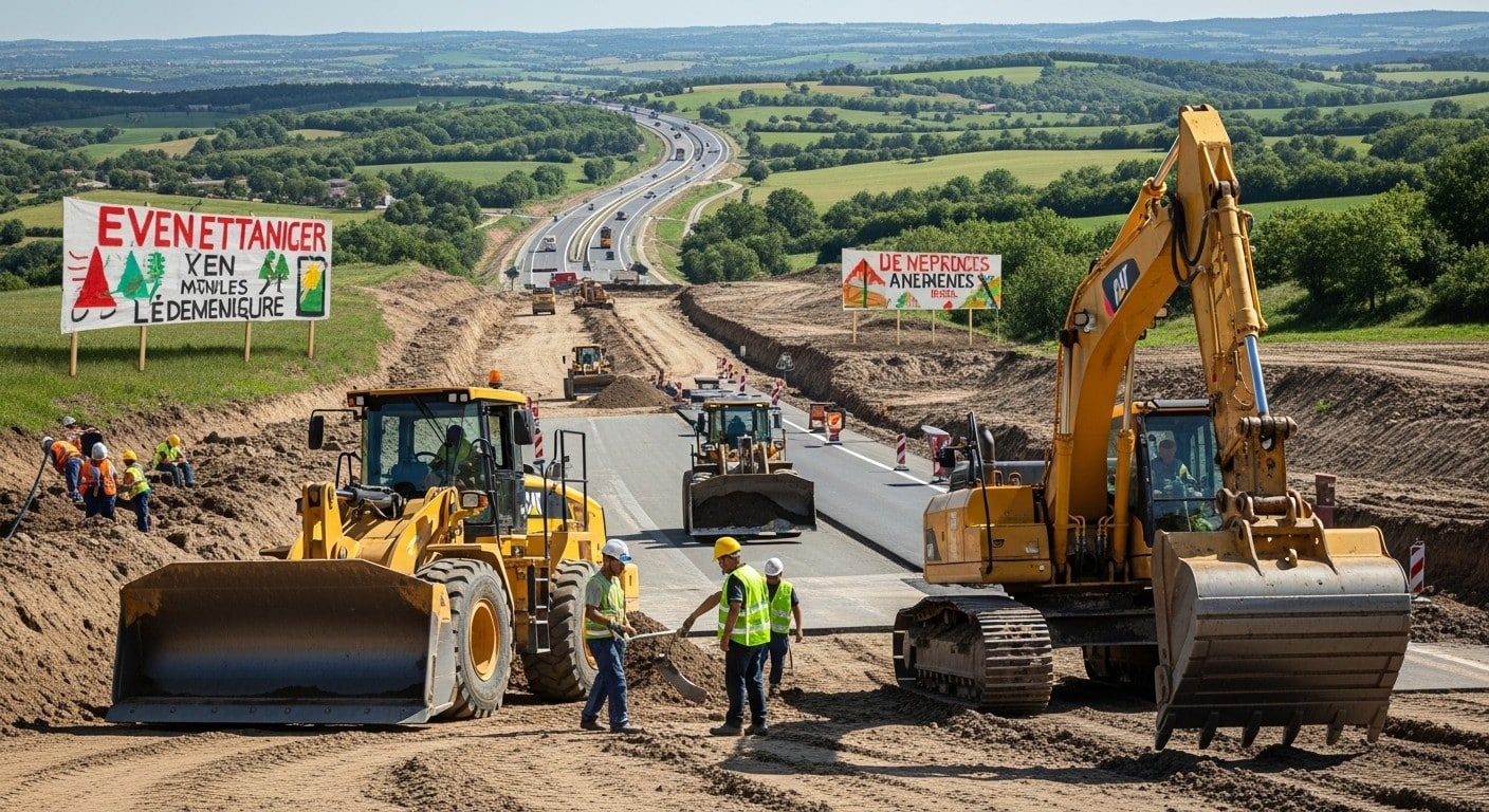 Découvrez l'avancée de l'autoroute A69 entre Castres et Toulouse : deux tiers achevés, 1000 ouvriers mobilisés. Batailles judiciaires et oppositions persistent, fin prévue dans un an.