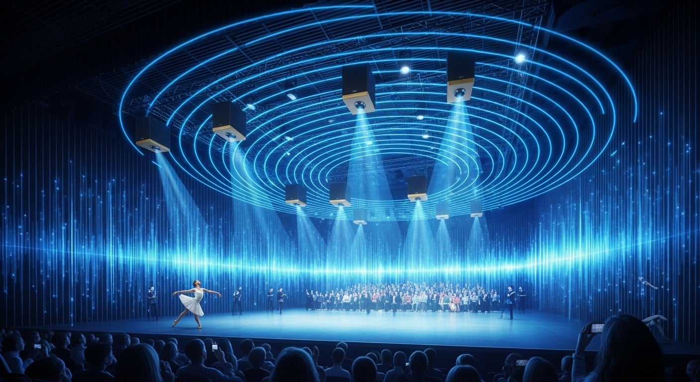 Découvrez le nouveau système son ultra-compact des Arènes d’Évry, 46% plus petit et innovant en directivité. Une révolution acoustique made in Essonne qui enchante les spectacles !