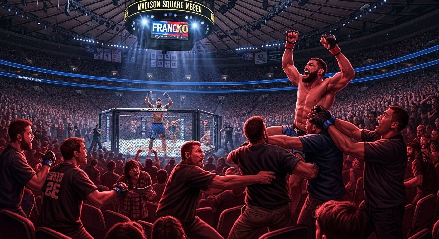 Découvrez la bagarre explosive avec Dillon Danis avant le KO fulgurant de Benoît Saint Denis à l'UFC 322. Incidents, réactions et analyse complète d'un événement choc à New York.