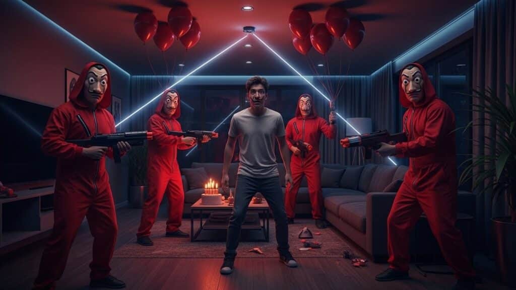 Braquage en Masque La Casa de Papel à une Fête d’Anniversaire