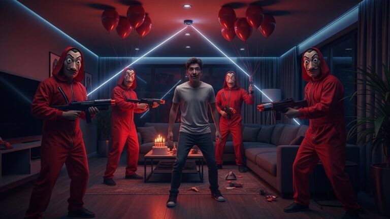 Braquage en Masque La Casa de Papel à une Fête d’Anniversaire