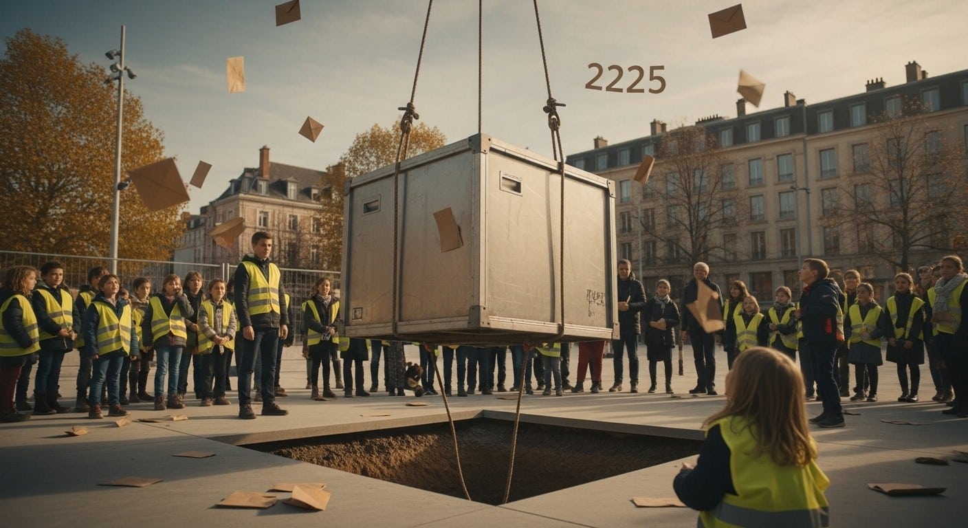 À Lille, une capsule temporelle remplie de lettres d’enfants et d’adultes vient d’être enfouie pour 200 ans. Que leur dira-t-on en 2225 ? Découvre cette belle initiative citoyenne qui nous fait déjà rêver au futur.
