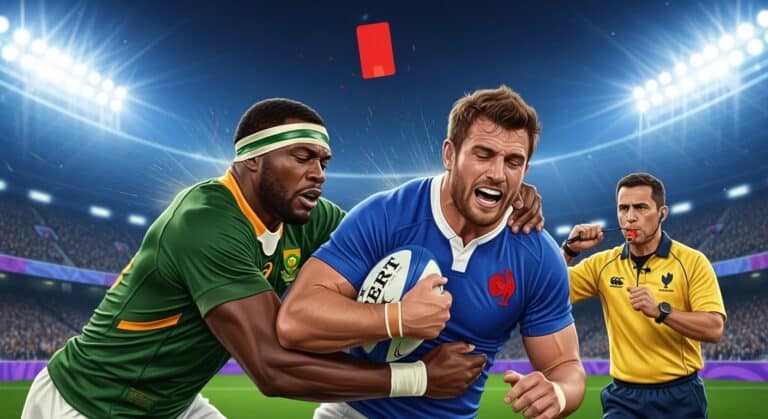 Carton Rouge Choc France-Afrique du Sud sur Ramos