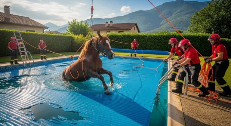 Cheval Coincé Piscine : Sauvetage Insolite Pyrénées