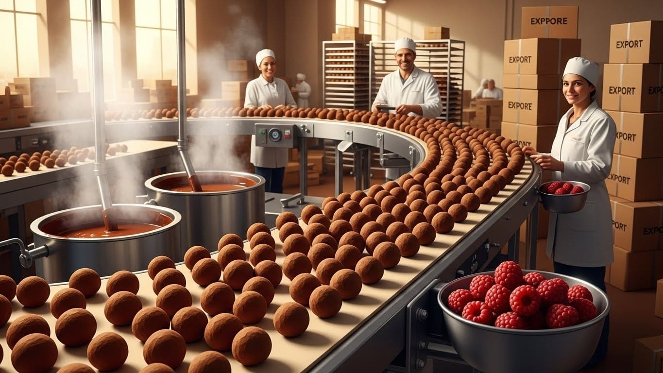 Découvrez Chocmod, PME du Nord qui domine le monde des truffes en chocolat avec 800 millions de bouchées par an. Innovation, export et secrets de fabrication révélés !