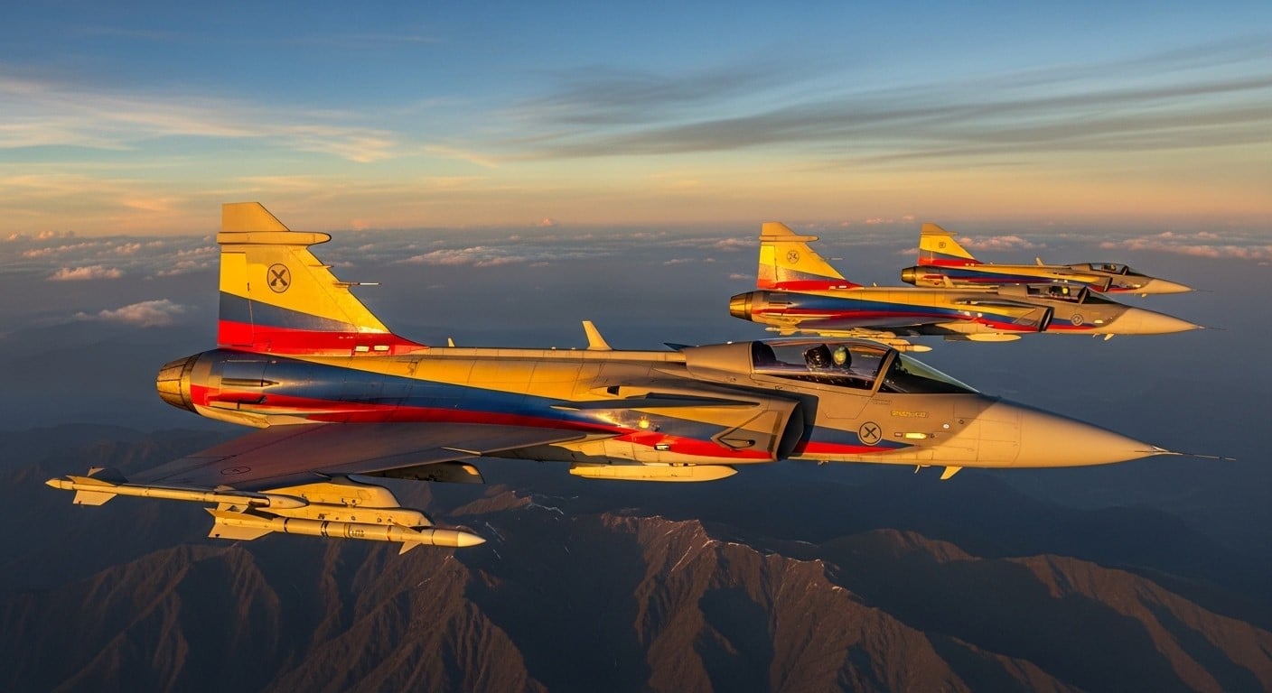 La Colombie abandonne le Rafale et les F-16 pour commander 17 Gripen E/F à Saab pour 3,1 milliards €. Analyse complète d’un choix stratégique qui bouscule le marché des chasseurs.