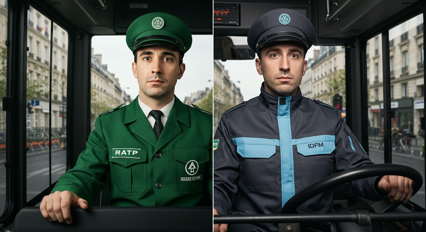 Découvrez pourquoi les conducteurs de bus RATP abandonnent leur tenue verte iconique pour l'uniforme IDFM. Un symbole fort de la fin d'une ère dans les transports franciliens.
