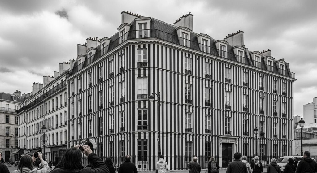 Daniel Buren Raye un Immeuble à Paris XVIIe