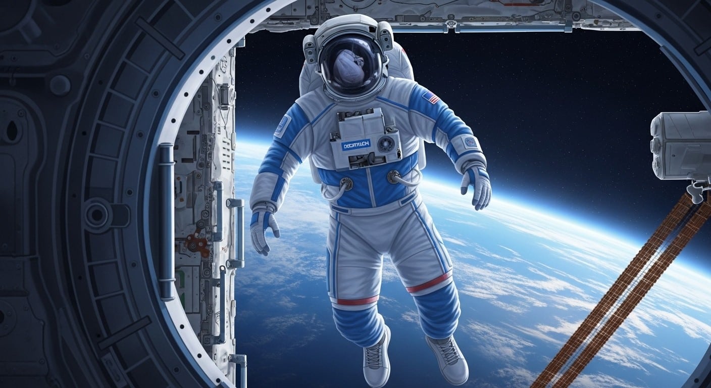 Découvrez l’EuroSuit, la combinaison spatiale révolutionnaire conçue par Decathlon avec une start-up marseillaise. Enfilable en 2 minutes, elle sera testée en 2026 sur l’ISS par une astronaute française.