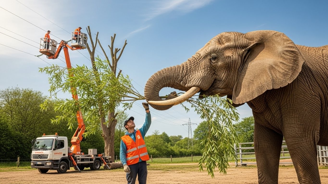 Découvrez comment Enedis transforme ses déchets d’élagage en festin pour les éléphants et girafes d’un grand parc animalier français. Une initiative écolo maligne qui fait des heureux à quatre pattes !