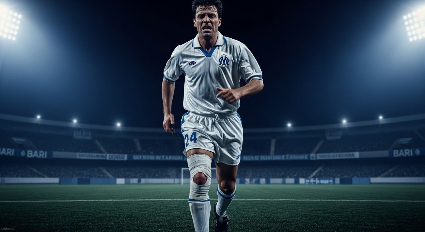 Découvrez le témoignage choc d'Éric Di Meco qui a joué la finale de C1 1991 avec les ligaments croisés rompus. Un sacrifice héroïque qui le hante encore à 61 ans.