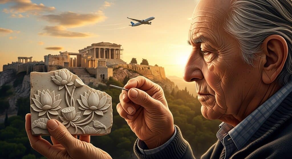 Fils Rend Pierre Antique Grèce Après 95 Ans