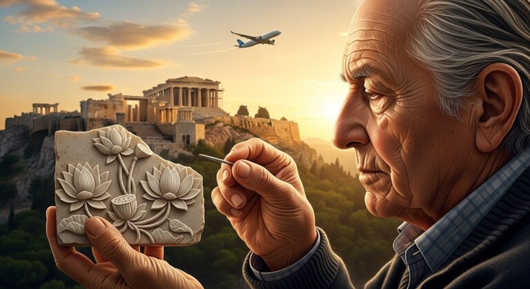 Fils Rend Pierre Antique Grèce Après 95 Ans