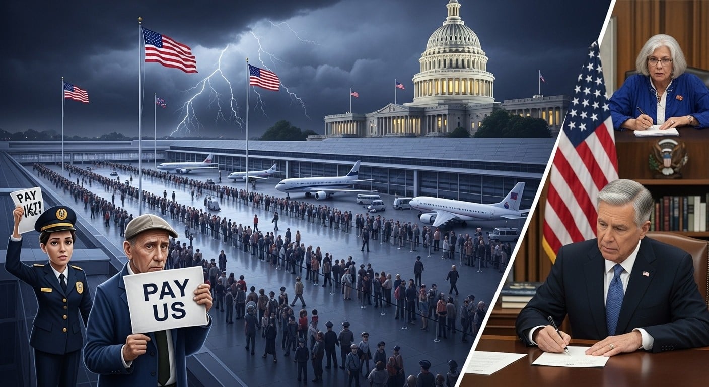 Découvrez comment le Sénat a voté pour mettre fin au shutdown de plus de 40 jours aux USA, les dissensions démocrates et les impacts sur l'économie. Trump prêt à signer ?