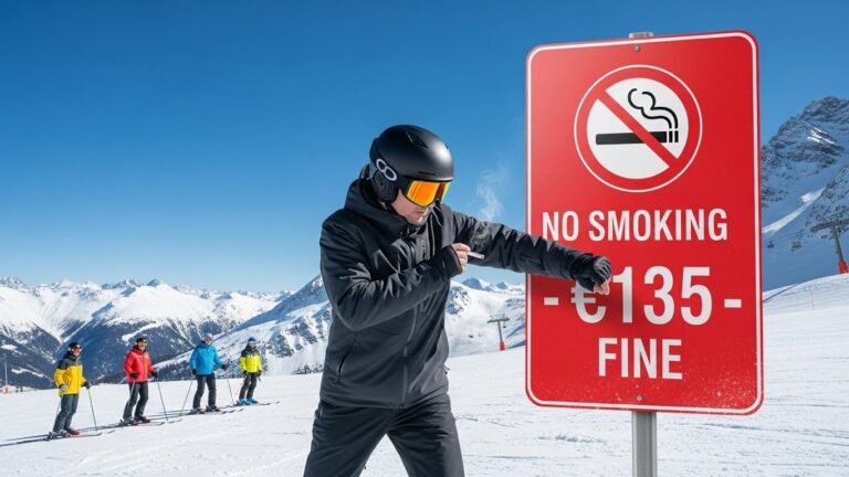 Fumer sur les Pistes de Ski : Amende de 135 € Désormais