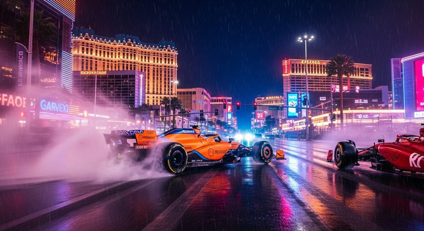 Découvrez la grille explosive du GP de Las Vegas 2025 : Norris domine sous la pluie, Verstappen à l’affût et Hamilton dernier ! Analyse complète, surprises et enjeux du titre.