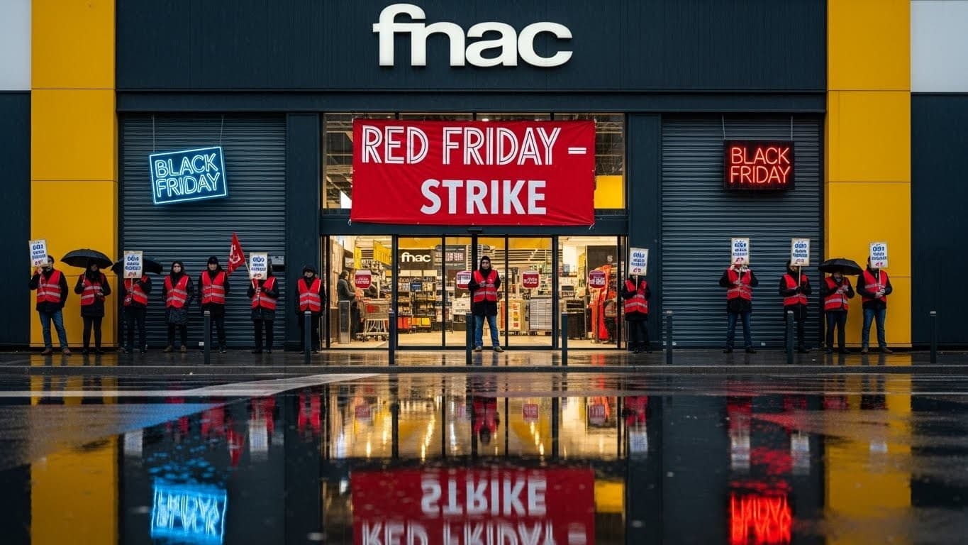 Black Friday perturbé : les salariés Fnac lancent le « Red Friday » vendredi et samedi pour exiger salaires décents et embauches. JD.com à l’horizon, colère maximale.