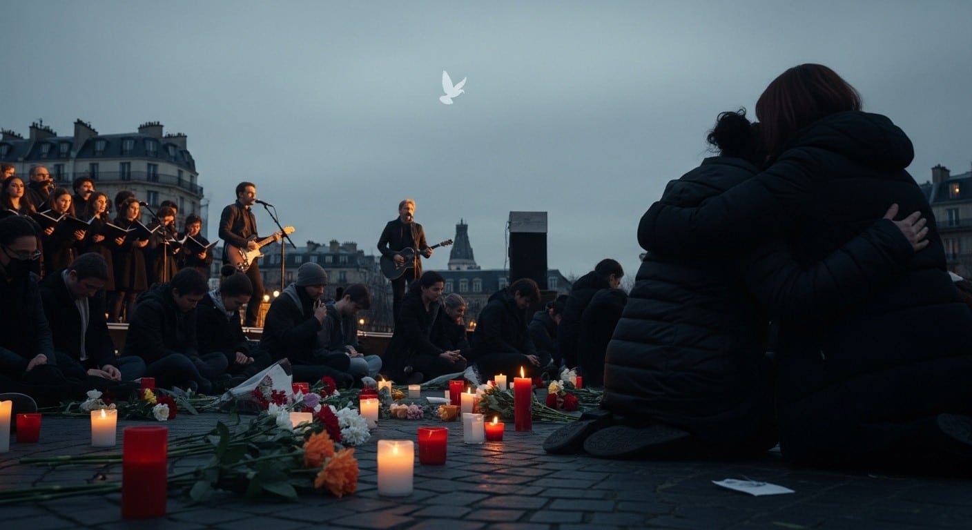 Dix ans après les attentats du 13 Novembre, Paris honore les 132 victimes avec émotion. Témoignages, chorale et discours : revivez cette journée de recueillement intense.