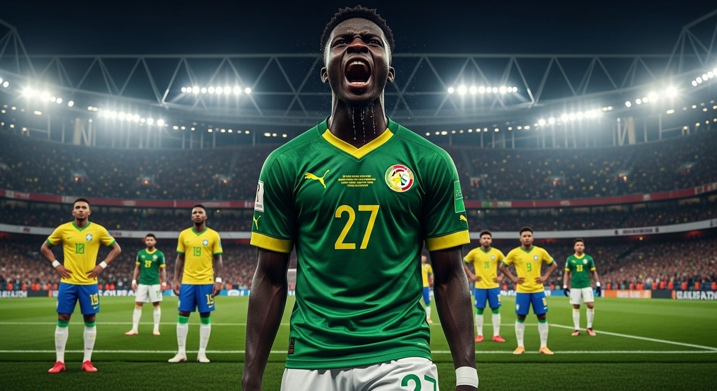 Découvrez l'émotion d'Ibrahim Mbaye, 17 ans, lors de ses premiers pas avec le Sénégal contre le Brésil. Un jeune talent du PSG qui choisit les Lions et rêve de CAN.