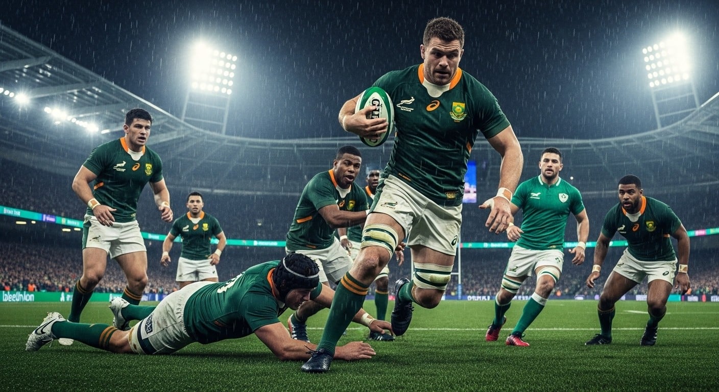 Les champions du monde ont dominé l’Irlande (13-24) dans un match ultra-physique à Dublin. Cartons à gogo, intensité folle et supériorité écrasante : décryptage complet d’une nouvelle démonstration sud-africaine.