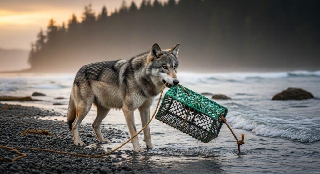 Loup qui Utilise un Piège à Crabes : Une Première Mondiale