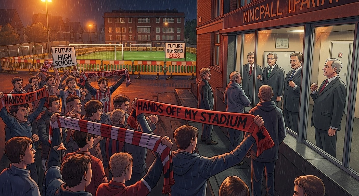 À Romainville, la guerre est déclarée entre le futur lycée prévu pour 2028 et le club de foot local. Les supporters promettent de bloquer le chantier tant qu’un nouveau stade ne sera pas construit. Une bataille emblématique entre éducation et sport de quartier.