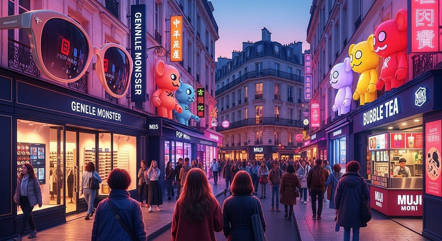 Découvrez comment Gentle Monster, Pop Mart et d'autres marques asiatiques transforment Paris en hub mode et culture. K-pop, lunettes folles : la vague venue d'Asie déferle !