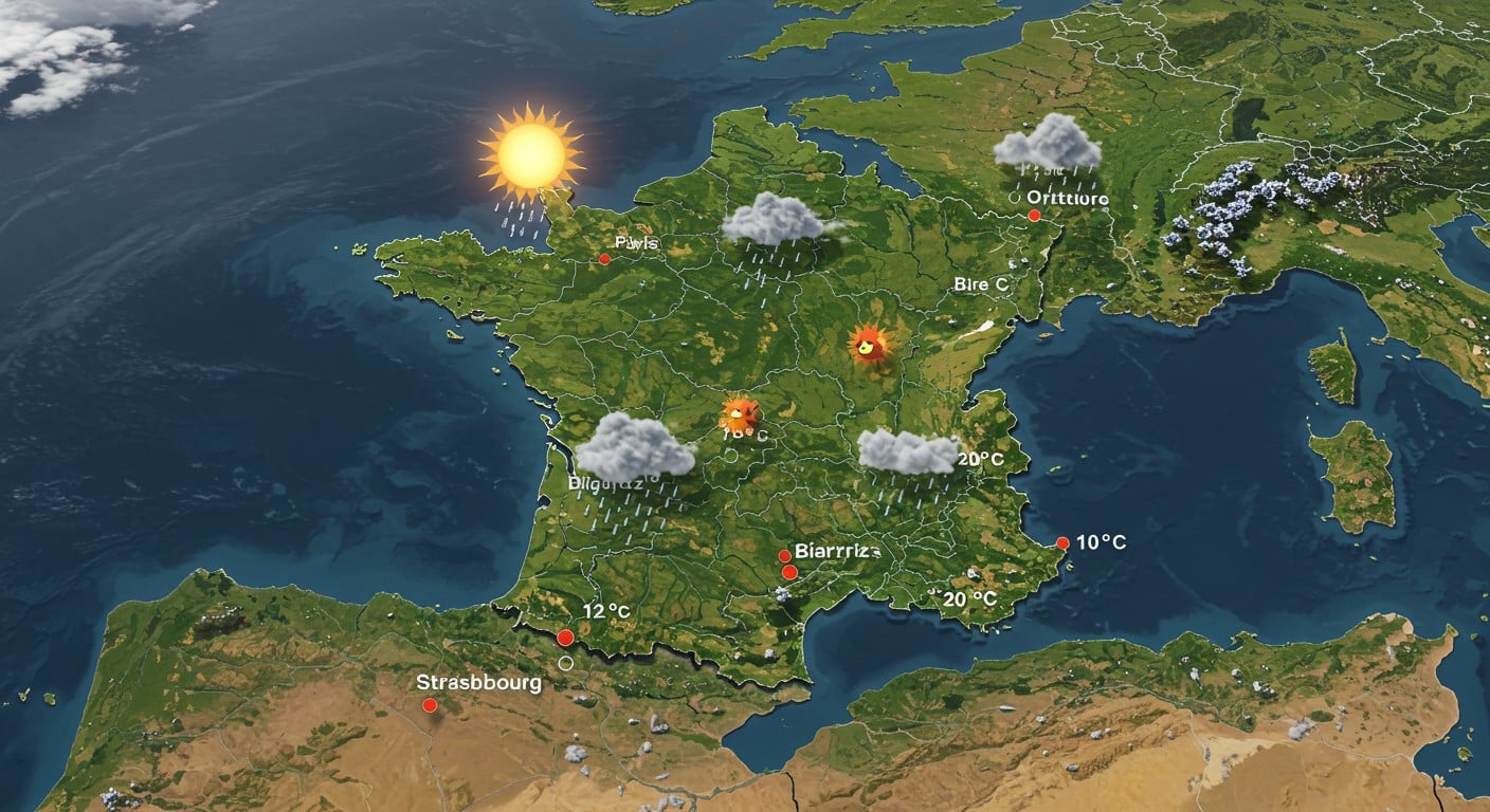 Découvrez la météo de la semaine en France : début ensoleillé mais voilé, pluie dès mercredi. Températures stables, prévisions détaillées jour par jour pour bien préparer vos sorties.