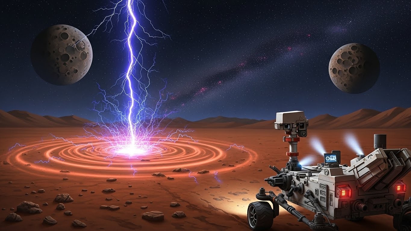 Découverte explosive : Mars est électriquement active ! Des mini-éclairs dans les tourbillons de poussière détectés par un rover. Risques pour les futures missions habitées ? Tout savoir.