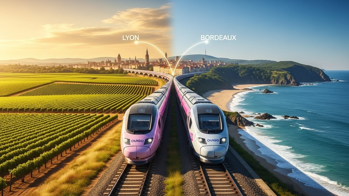 Découvrez comment Ouigo transforme les voyages en train avec une ligne directe Lyon-Bordeaux en 2027, plus de liaisons vers le Pays basque et des prix imbattables. Le low-cost ferroviaire passe à l’offensive !