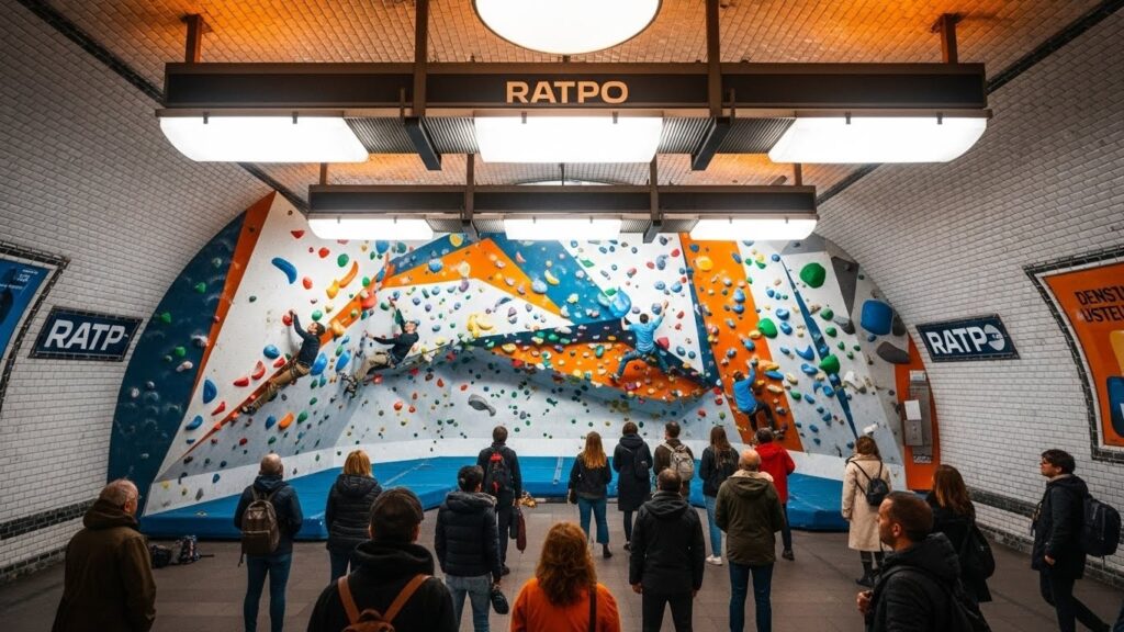 Paris : La Gare RER Auber Devient une Salle d’Escalade Géante