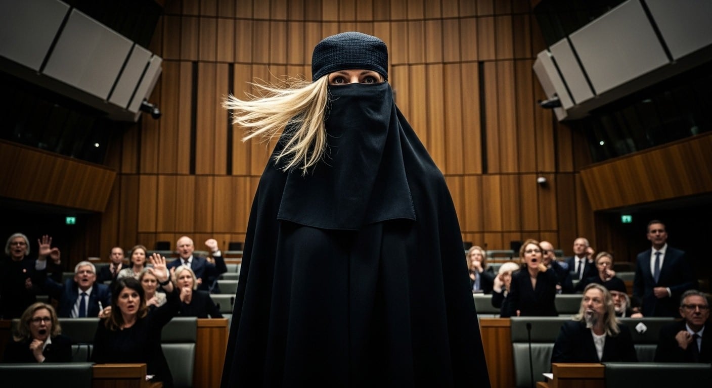 Une sénatrice d’extrême droite australienne entre en burqa au Parlement pour défendre une loi anti-voile intégral. Polémique immédiate, séance suspendue. Retour sur un geste choc qui divise profondément.